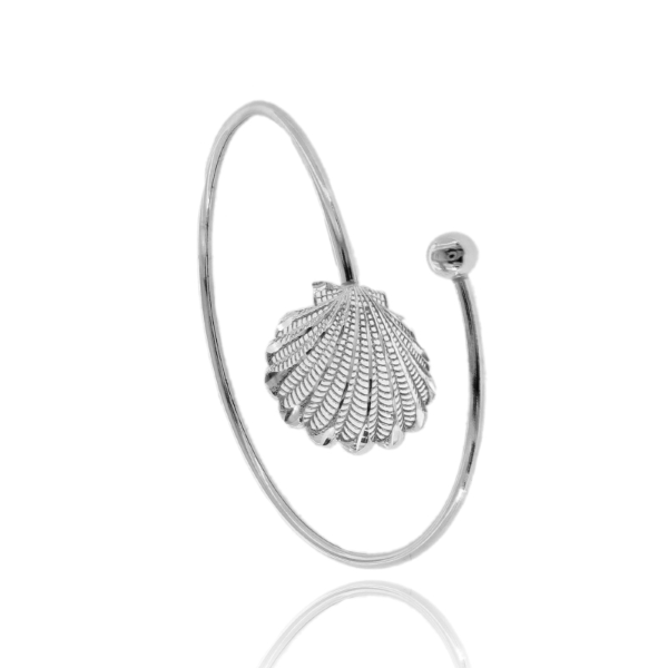 BRACCIALE RIGIDO CONTRARIE CONCHIGLIA ELETTROFUSA MM 20X23 IN ARGENTO TIT 925 