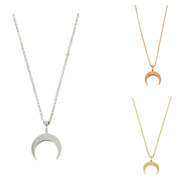 CATENA ROLO CON LUNA CAPOVOLTA PENDENTE IN ARGENTO TIT 925‰ CM 45-50