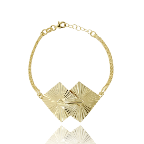 BRACCIALE GRUMETTINA CM 18 CON ROMBO A LASTRA VENTAGLIO MM 45X35 IN ARGENTO TIT 925 