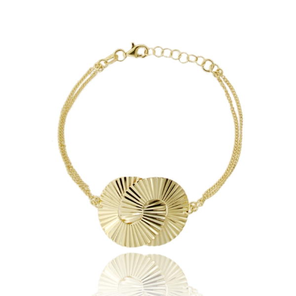 BRACCIALE GRUMETTINA CM 18 CON TONDI A LASTRA VENTAGLIO MM 33X25 IN ARGENTO TIT 925 