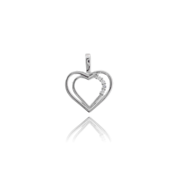 CIONDOLO CONTORNO CUORE MM 19X16 IN ARGENTO TIT 925 E ZIRCONI