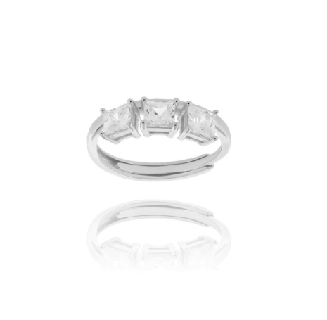 ANELLO CON TRILOGY DI ZIRCONI BIANCHI IN ARGENTO TIT 925 MISURA REGOLABILE DA 11