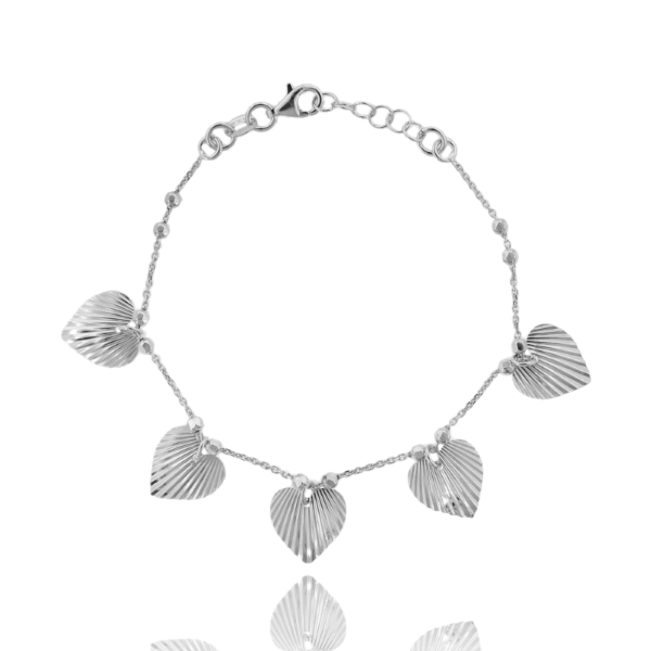 BRACCIALE FORZATINA ALTERNATA CM 18 CON CUORI VENTAGLIO PENDENTI IN ARGENTO TIT 925