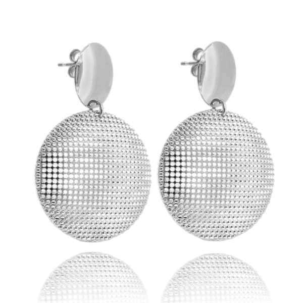 ORECCHINI PENDENI TONDI MM 44X30 IN ARGENTO TIT 925