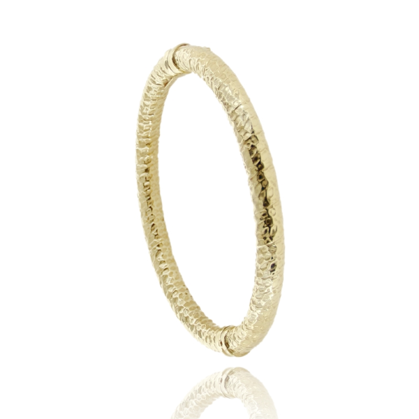 BRACCIALE RIGIDO MANETTA A CANNA TONDA MARTELLATA MM 6 IN ARGENTO TIT 925 
