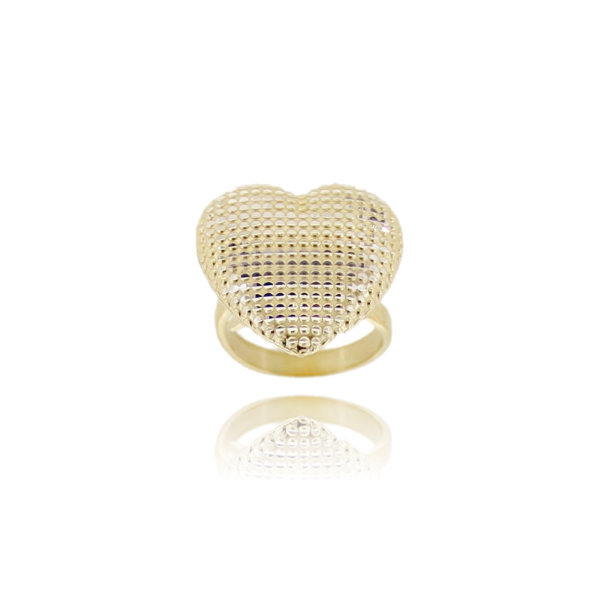 ANELLO CUORE ELETTROFORMATO IN ARGENTO DORATO TIT 925 MISURA REGOLABILE