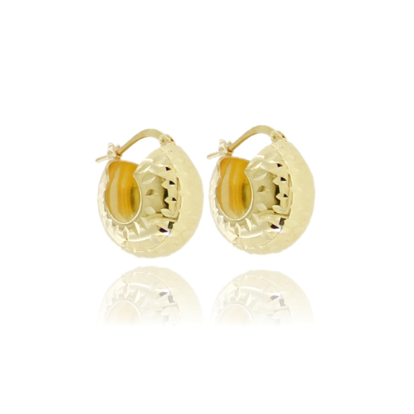 ORECCHINI A CERCHIO DIAMETRO MM 8 A CANNA BOMBATA DIAMANTATA MM 10 IN ARGENTO TIT 925 