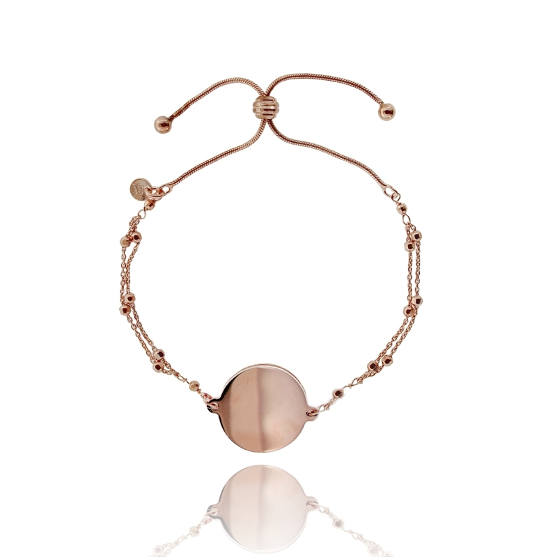 BRACCIALE FORZATINA CON PALLINE ALTERNATE CON CENTRALE TONDO MM 20 IN ARGENTO ROSATO TIT 925‰