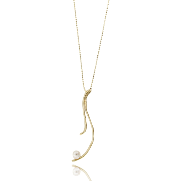 COLLANA PALLINA FACCETTATA CM 45 CON PENDENTE STILIZZATO IN ARGENTO TIT 925 E PERLA