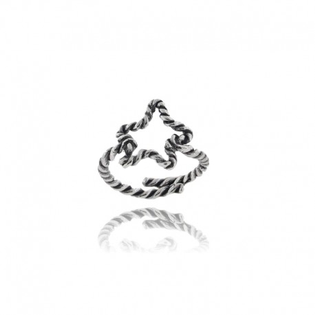 ANELLO CONTORNO STELLA A FILO RITORTO IN ARGENTO TIT 925‰ MISURA REGOLABILE DA 14