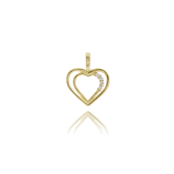 CIONDOLO CONTORNO CUORE MM 19X16 IN ARGENTO TIT 925 E ZIRCONI