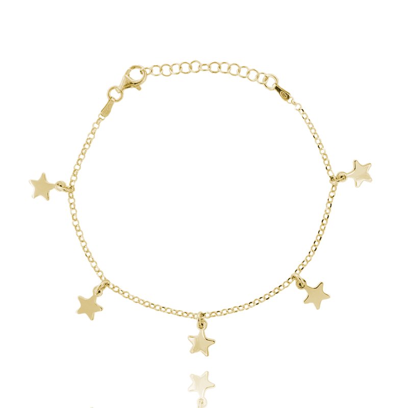 BRACCIALE ROLO' CON STELLE IN ARGENTO DORATO TIT 925‰ CM 17-19