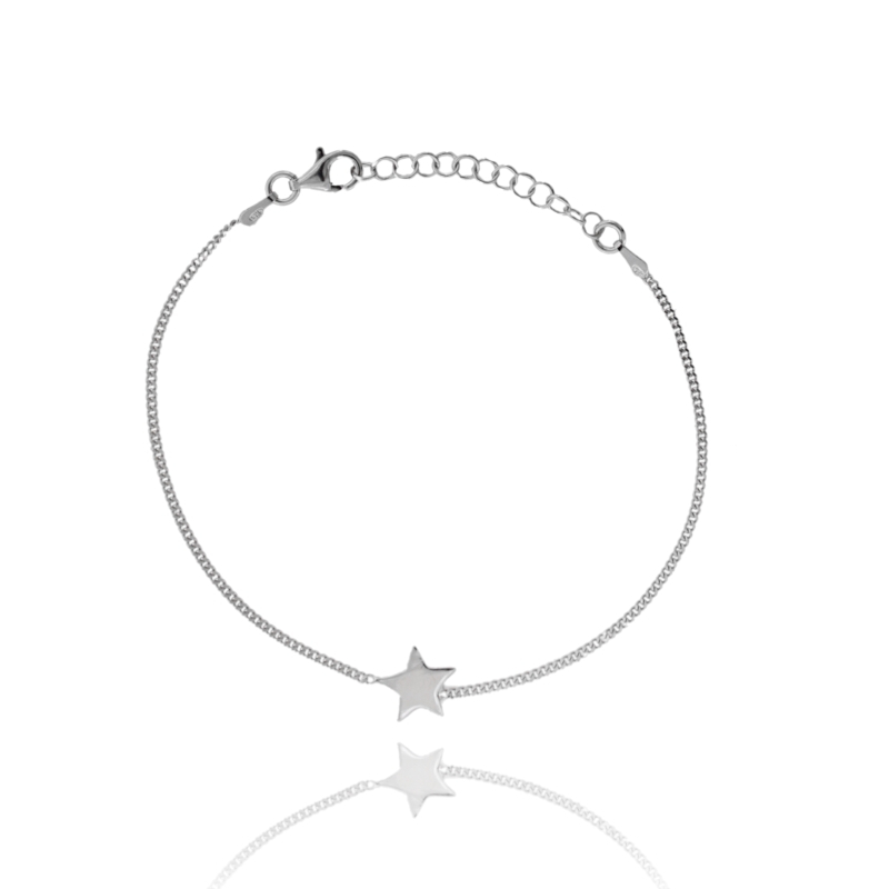 BRACCIALE CUBAN CHAIN CON STELLA IN ARGENTO TIT 925 CM 17-19