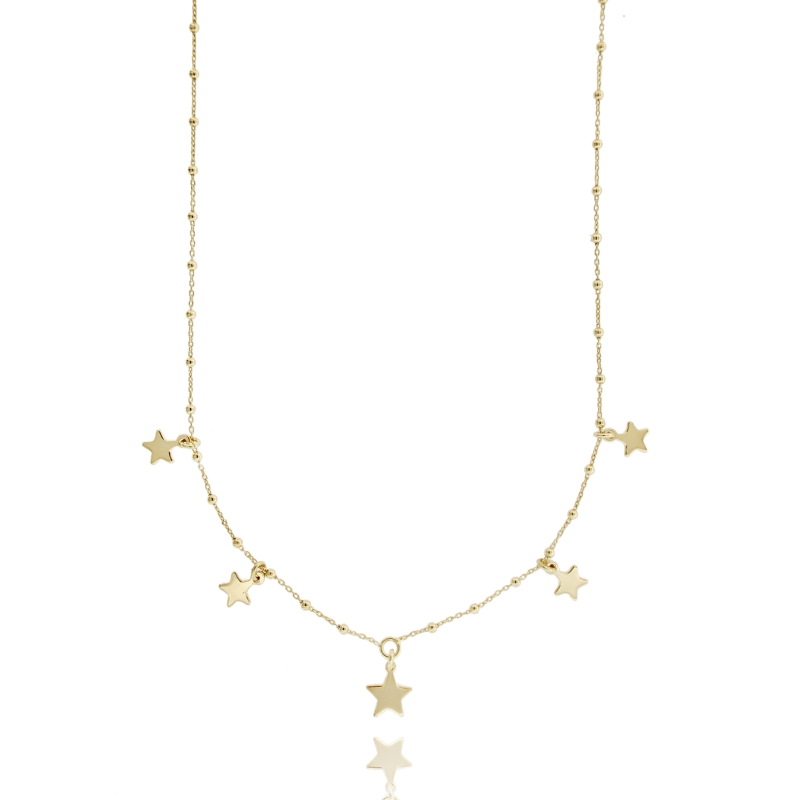 COLLANA FORZATINA CON STELLE IN ARGENTO DORATO TIT 925‰ CM 45