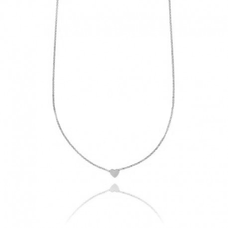 COLLANA ROLO' CON CUORE IN ARGENTO RODIATO TIT 925‰ CM 45
