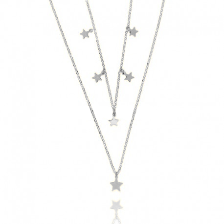 COLLANA ROLO' A 2 FILI DEGRADE CON STELLE IN ARGENTO TIT 925‰ CM 45
