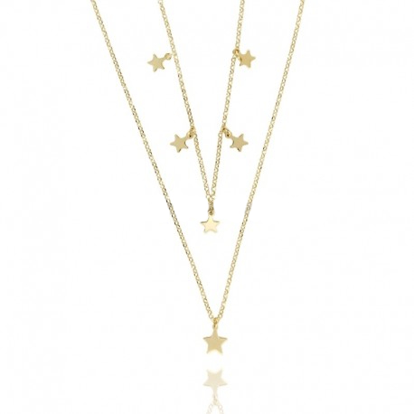COLLANA ROLO' A 2 FILI DEGRADE CON STELLE IN ARGENTO TIT 925‰ CM 45