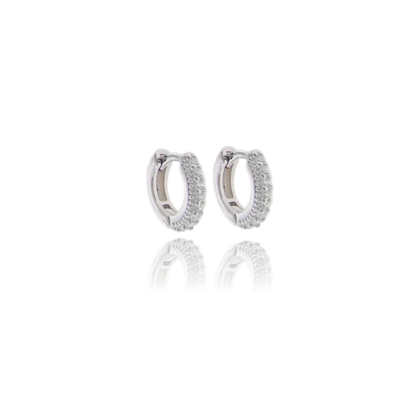 ORECCHINI A CERCHIO MM 6 IN ARGENTO TIT 925 E ZIRCONI BIANCHI