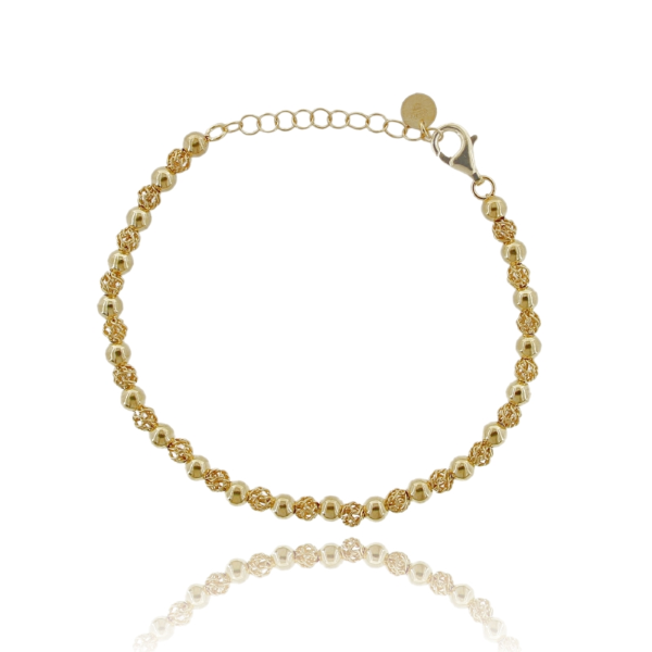 BRACCIALE SFERE LUCIDE E TRAFORATE IN ARGENTO TIT 925 CM 17-20