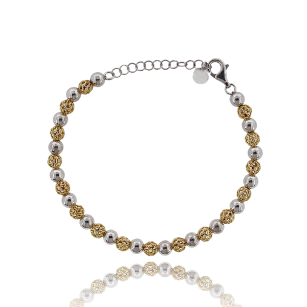 BRACCIALE SFERE LUCIDE E TRAFORATE IN ARGENTO TIT 925 CM 17-20