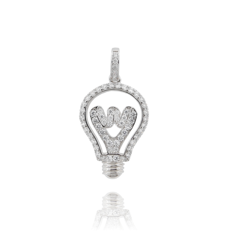 CIONDOLO LAMPADINA MM 35X19 IN ARGENTO TIT 925 E ZIRCONI