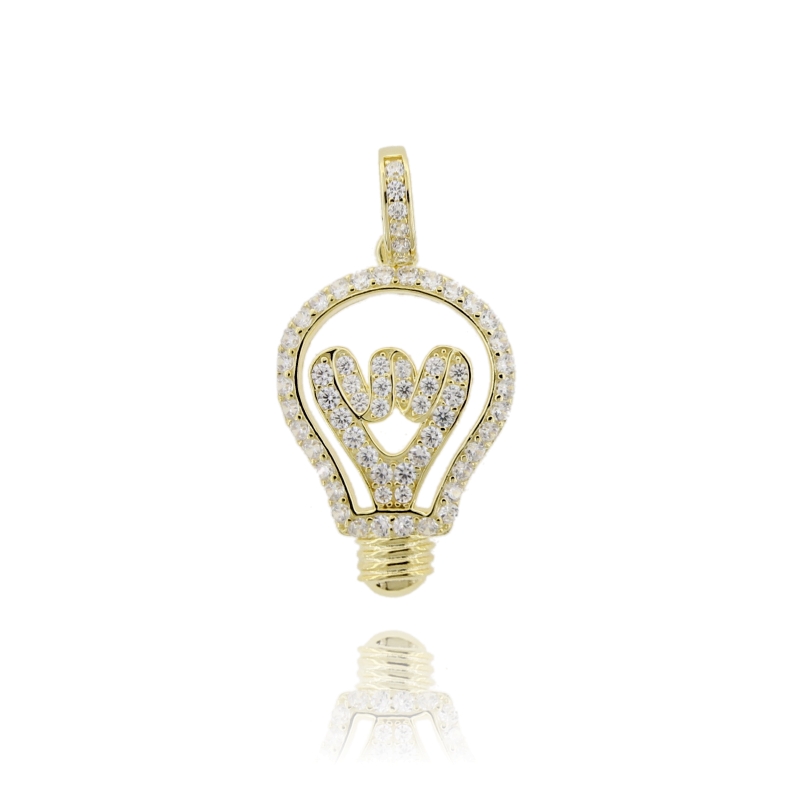 CIONDOLO LAMPADINA MM 35X19 IN ARGENTO TIT 925 E ZIRCONI