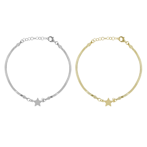 BRACCIALE SCHIENA D'ASINO CON STELLA IN ARGENTO TIT 925 CM 17-19