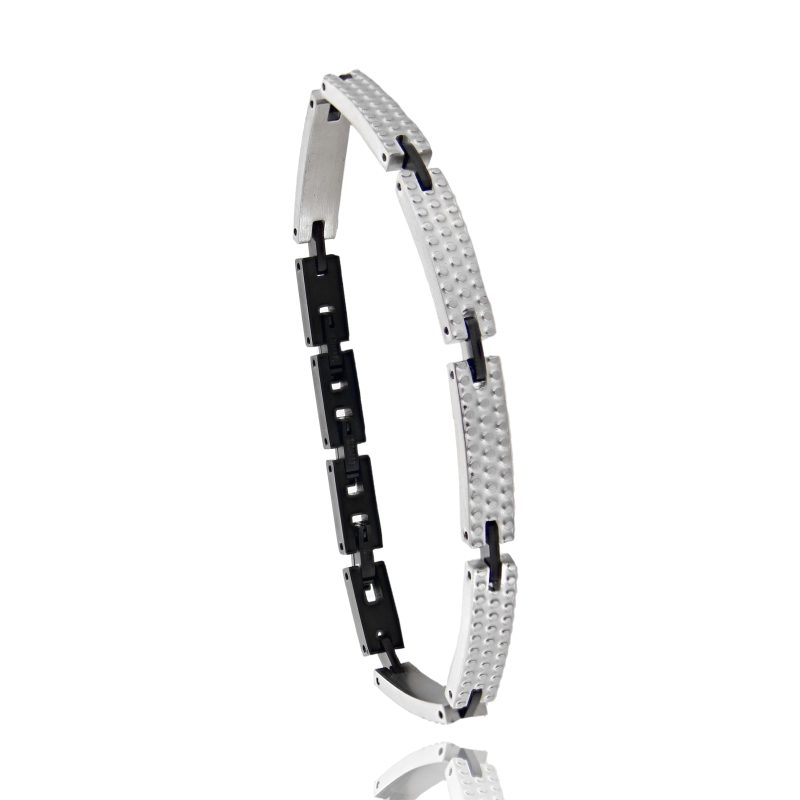 BRACCIALE IMPERNIATO IN ACCIAIO BICOLORE CM 21