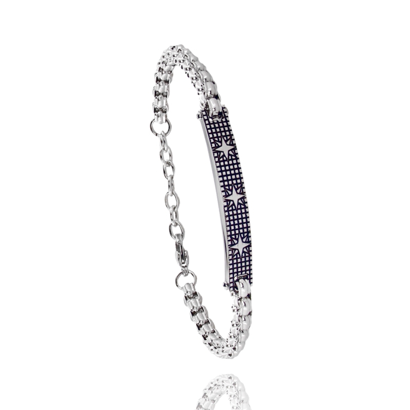 BRACCIALE CON TARGA IN ACCIAIO BRUNITO CM 20