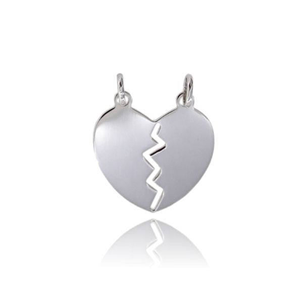 CIONDOLO CUORE DIVISIBILE IN ARGENTO RODIATO TIT 925