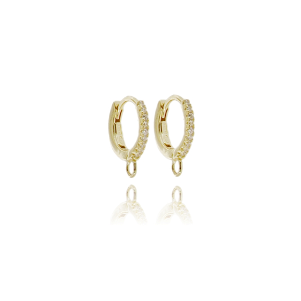 ORECCHINI A CERCHIO MM 8 CON GANCIO IN ARGENTO TIT 925 E ZIRCONI BIANCHI