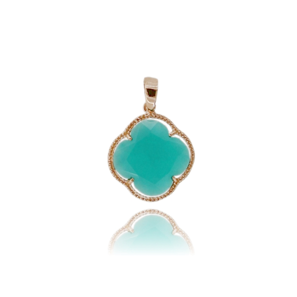 CIONDOLO FIORE GRANDE IN ARGENTO TIT 925 E PIETRA IDROTERMALE  