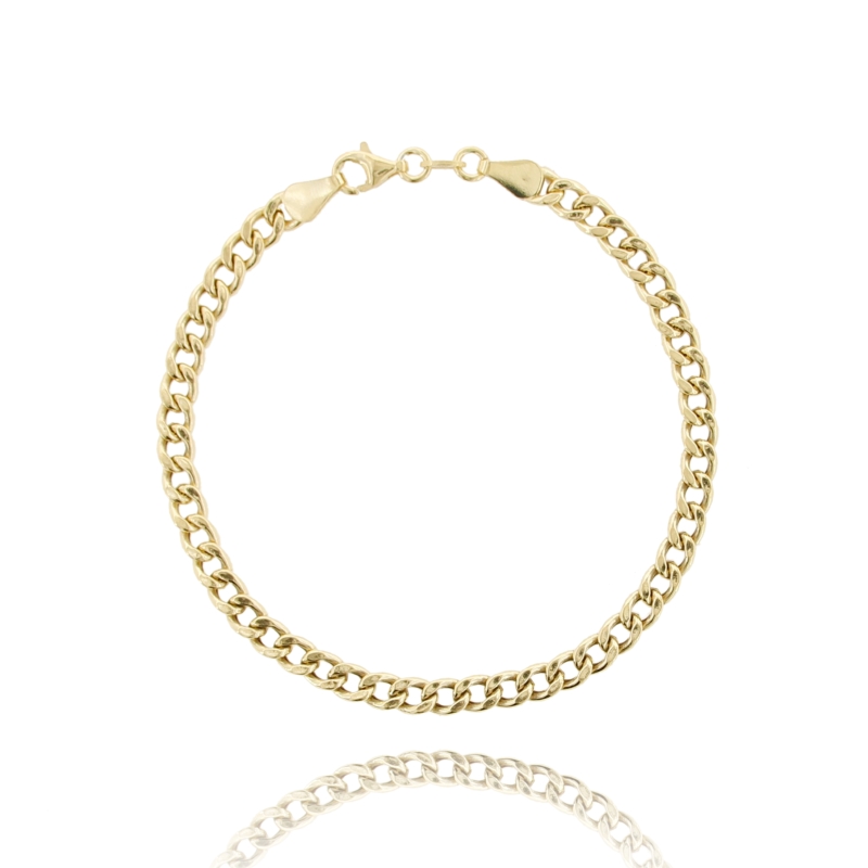 BRACCIALE MAGLIA VUOTA GROUMETTE MM 4,5 IN ARGENTO DORATO TIT 925‰ CM 20
