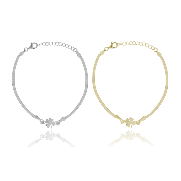BRACCIALE SCHIENA D'ASINO CON QUADRIFOGLIO IN ARGENTO TIT 925 CM 17-19
