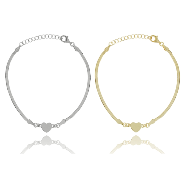 BRACCIALE SCHIENA D'ASINO CON CUORE IN ARGENTO TIT 925 CM 17-19