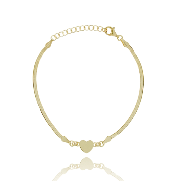 BRACCIALE SCHIENA D'ASINO CON CUORE IN ARGENTO TIT 925 CM 17-19