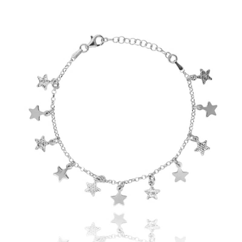 BRACCIALE ROLO' CON STELLE PENDENTI IN ARGENTO TIT 925‰ CM 17 ESTENSIBILE A 20