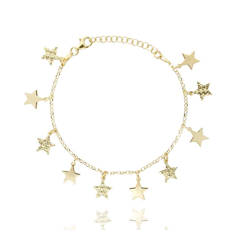 BRACCIALE ROLO CON STELLE PENDENTI IN ARGENTO TIT 925‰ CM 17 ESTENSIBILE A 20
