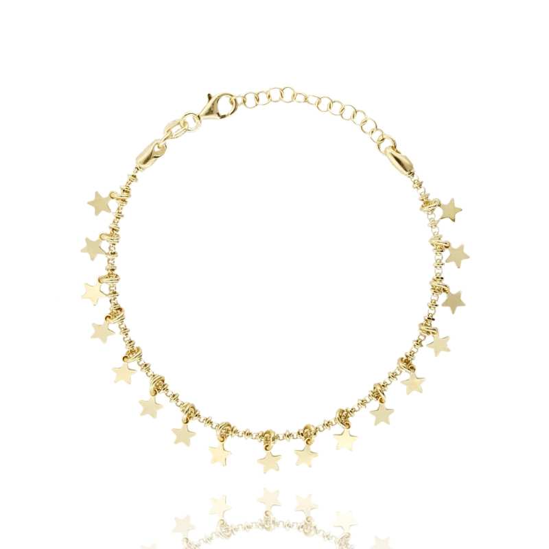 BRACCIALE ROLO CON STELLE PENDENTI IN ARGENTO TIT 925‰ CM 17 ESTENSIBILE A 20