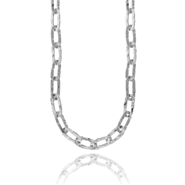 COLLANA FORZATINA A CANNA QUADRATA MARTELLATA IN ARGENTO TIT 925 CM 45