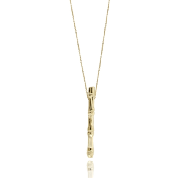 COLLANA ROLO' CM 40 CON BAMBU' PENDENTE IN ARGENTO TIT 925