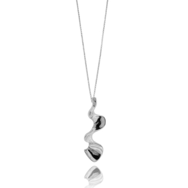 COLLANA ROLO' CM 40 CON ONDA PENDENTE IN ARGENTO TIT 925