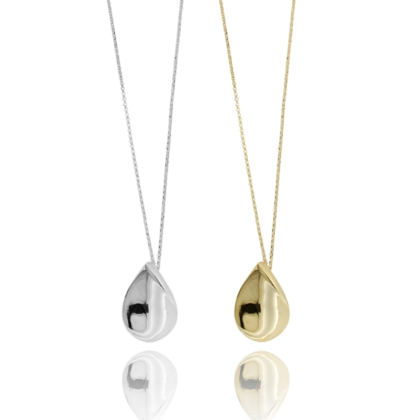 COLLANA ROLO' CM 40 CON GOCCIA PENDENTE IN ARGENTO TIT 925