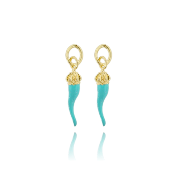 CIONDOLO PZ 2 CORNO MM 28X6 CON CORONA IN ARGENTO TIT 800