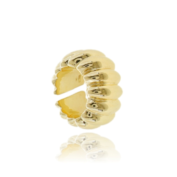 ANELLO BOMBATO RIGATO IN ARGENTO TIT 925 MISURA REGOLABILE