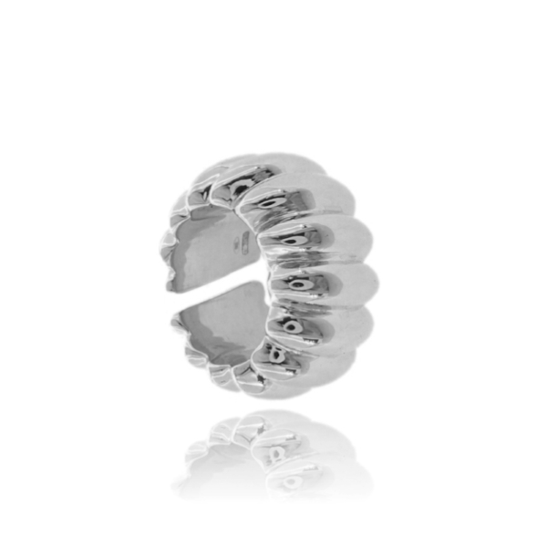 ANELLO BOMBATO RIGATO IN ARGENTO TIT 925 MISURA REGOLABILE