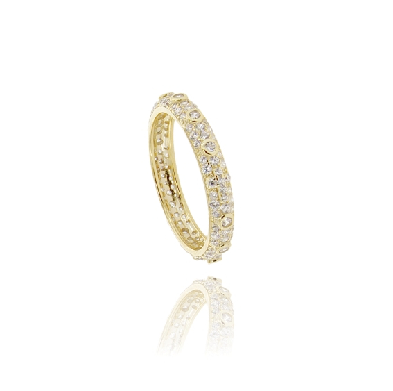 ANELLO ROSARIO IN ARGENTO DORATO TIT 925 E ZIRCONI MISURA 14