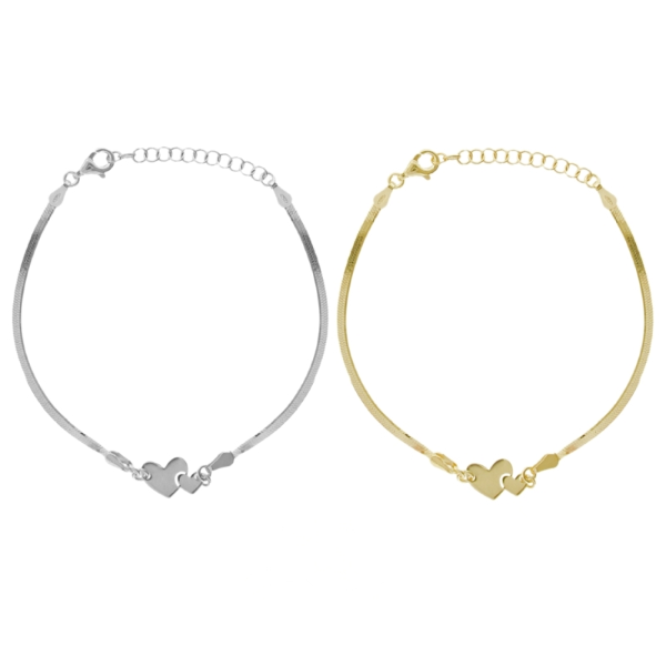 BRACCIALE SCHIENA D'ASINO CON CUORI IN ARGENTO TIT 925 CM 17-19
