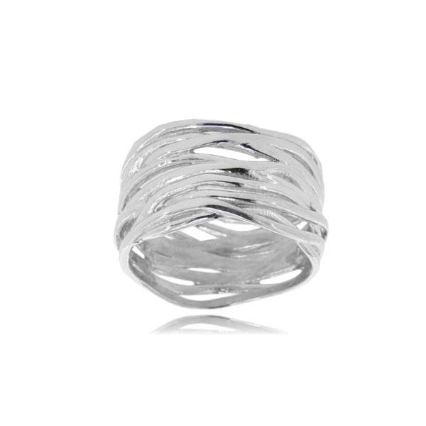 ANELLO INTRECCI IN ARGENTO RODIATO TIT 925‰