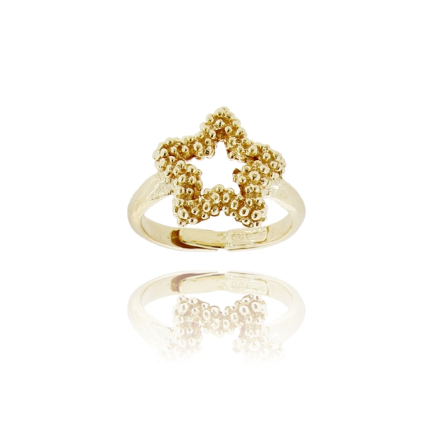 ANELLO CONTORNO STELLA A FILO PUNTINATO IN ARGENTO TIT 925‰ MISURA REGOLABILE DA 14